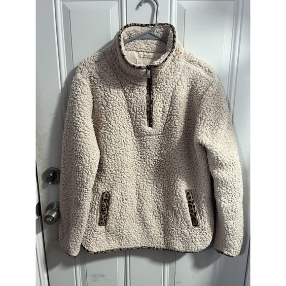 Thread & Supply Women Sherpa Fleece Pullover Oversized Sweater Cream Medium - Picture 1 of 3